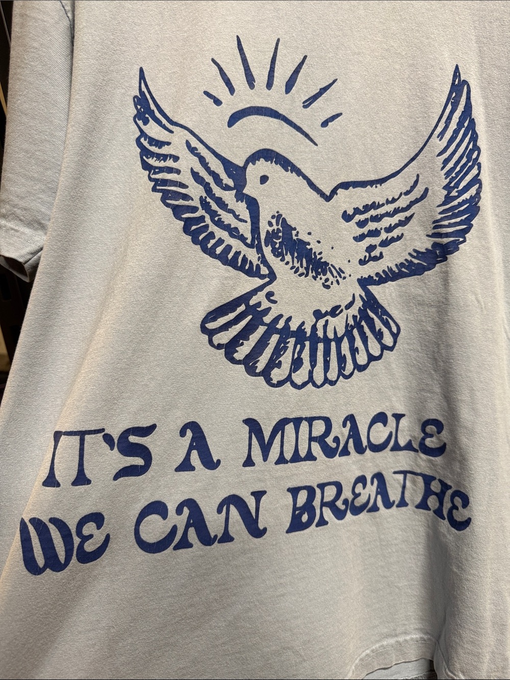 Christian Light Blue Graphic Tee with Dove Print - Men's Shirt - Picture 2 of 5